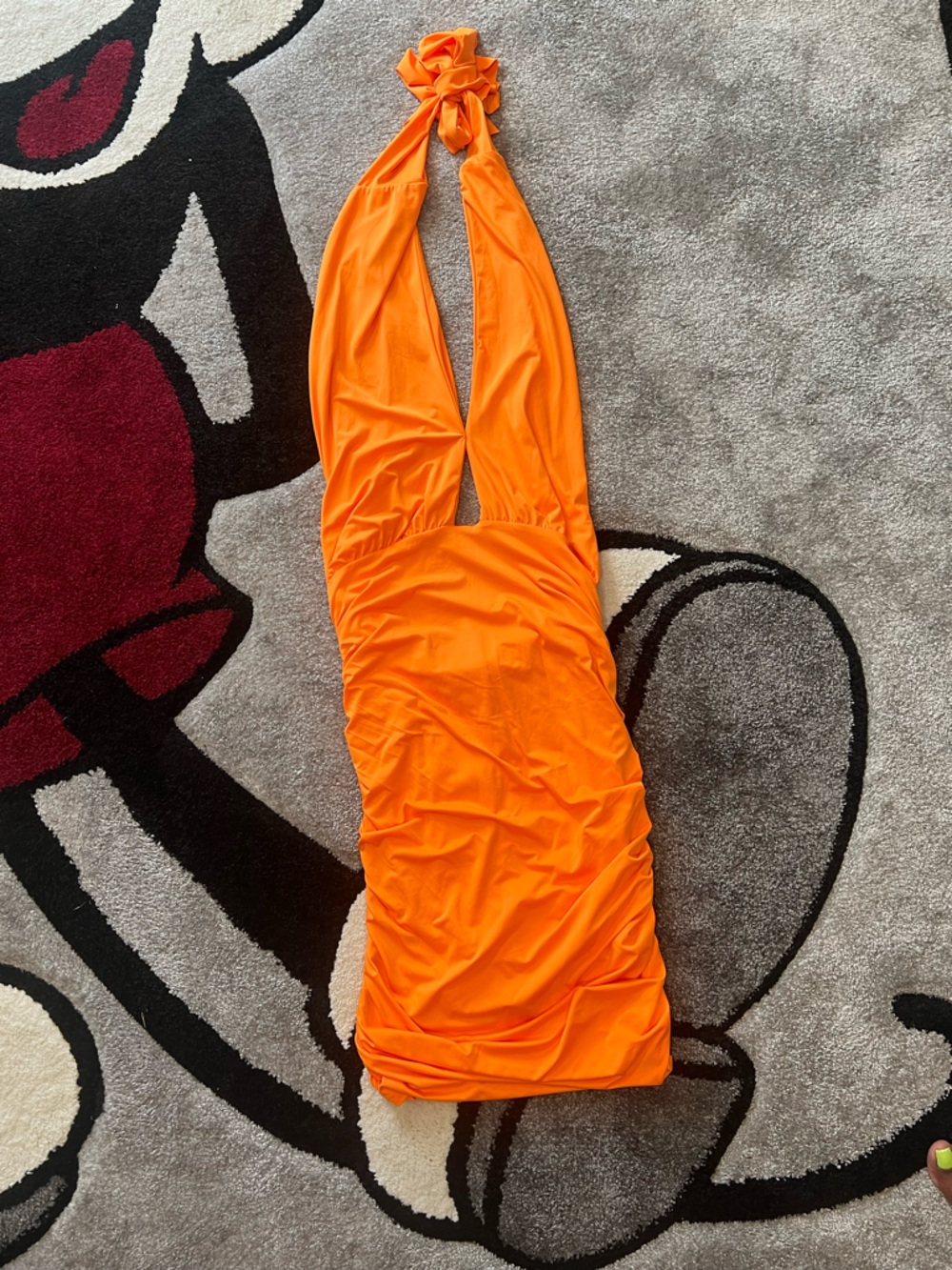 Bright Orange Dress with Gathered Detailing
